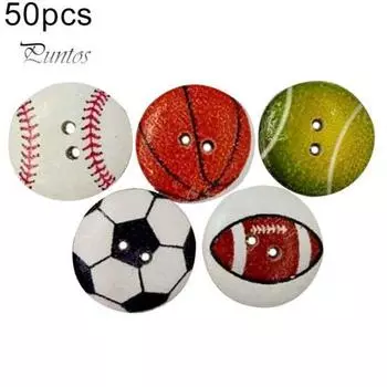 50 шт. шаров с принтом 2 отверстия деревянные пуговицы DIY швейное ремесло скрапбукинг декор