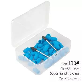 50 шт., шлифовальные колпачки для дизайна ногтей с коробкой для хранения, насадки для песка для ногтей, педикюрный уход за ногами, удаление омертвевшей кожи с кутикулой