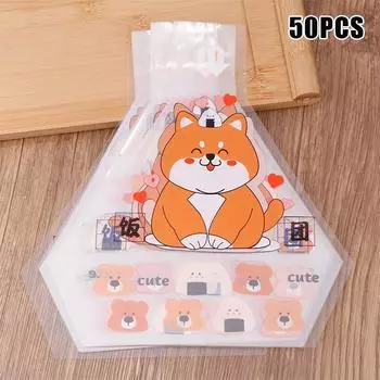 50 шт., симпатичный мультяшный треугольный пакет для упаковки рисовых шариков, сумка для суши с водорослями, аксессуары для суши-бенто, сумка для суши с рисовыми шариками из водорослей cat dog