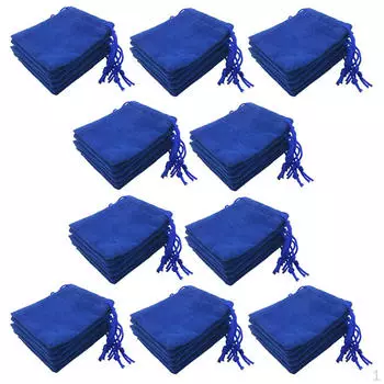 50 шт. синие бархатные сумки для хранения ювелирных изделий на шнурке в подарок 5x7 см