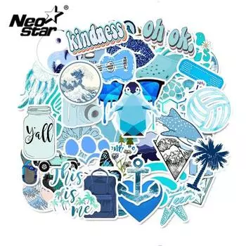 50 шт. синие наклейки VSCO водонепроницаемые наклейки для скейтборда багажа ноутбука чемодана декоративные наклейки детские игрушки синий