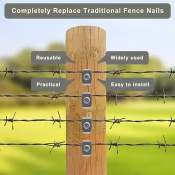 50 шт. скоб для забора, гвозди для забора для мягкой древесины, многоразовые скобы для забора из проволоки, шурупы для сетчатых и плетеных ограждений, 50 крепежей для забора