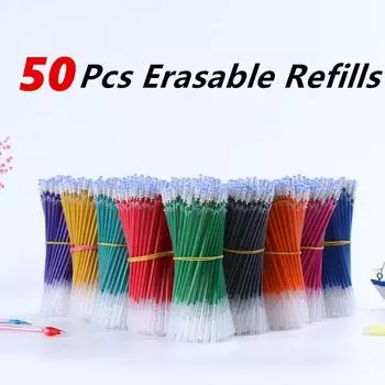 50 шт., сменные стержни для гелевых ручек, канцелярские принадлежности, разноцветные гелевые ручки, сменные стержни для канцелярских принадлежностей чёрный