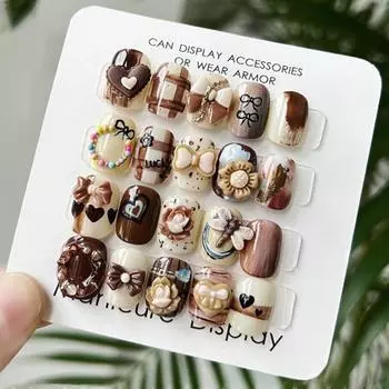 50 шт. смешанная упаковка бантик Майяра для ногтей алмазные зимние смоляные украшения ретро стереоскопические нашивки аксессуары для украшения ногтей