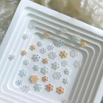50 шт. смешанного размера блестящие рождественские снежинки прозрачные Aurora белые Ab шампанские стразы для ногтей украшения маникюр рождественские подвески 1