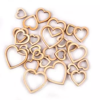 50 шт. смешанные полые сердечки деревянные украшения DIY альбом для рукоделия аксессуары для дома деревянные поделки украшения 30-50 мм MIX