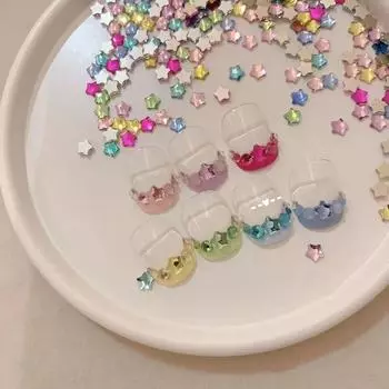50 шт. смешанные звезды, стразы, плоские украшения для ногтей, сверкающие кристаллы, милые аксессуары для ногтей, драгоценные камни, инструменты для дизайна ногтей 4*4mm белый