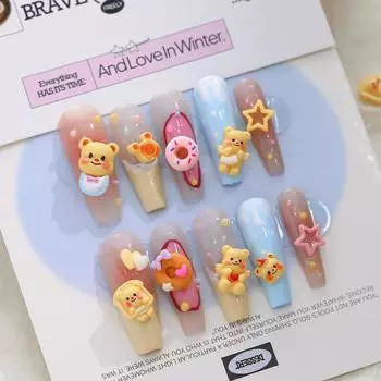 50 шт. смешанных мультяшных медведей-масленок для ногтей, украшение для ногтей, стереоскопический аксессуар для дизайна ногтей, любители нейл-арта своими руками Large