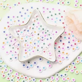 50 шт. смешанный браслет со звездой и луной, ожерелье, разделители, акриловые бусины, свободные бусины 7 мм, поделки своими руками для изготовления ювелирных изделий