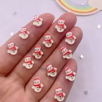 50 шт., смоляные мини-красочные Санта-Клаус, снеговик, Рождественская елка, олень, плоская задняя часть, декор для ногтей, сделай сам, аксессуары для скрапбукинга, ремесла