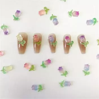 50 шт. смолы Kawaii красочные художественные гвозди с плоскими цветами со стразами кнопки аппликации аксессуары DIY маникюр скрапбукинг One Size синий
