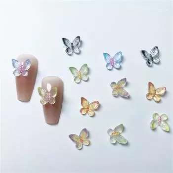 50 шт. смолы прозрачные конфетные цвета блестки бабочки дизайн ногтей плоские стразы аппликации DIY скрапбукинг декор ремесла аксессуары One Size чёрный