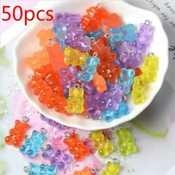 50 шт. Смолы разноцветный шарм подвеска в виде медведя для изготовления ювелирных изделий DIY 50pcs