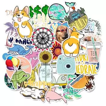 50 шт. собака Кит воздушный шар автобус наклейки для скрапбукинга DIY дневник наклейка для багажа живой город модный домашний декор 50pcs разноцветный