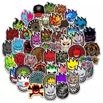 50 шт. Spitfire Dark Skull Стиль Ужасы Комикс Наклейка Мобильный Ноутбук Багаж Скейтборд Велосипед Наклейка 10pcs