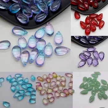 50 шт., стеклянная бусина в виде капли воды с отверстием, подвеска в форме слезы, подвеска, бусины для DIY, ожерелья, ювелирных аксессуаров