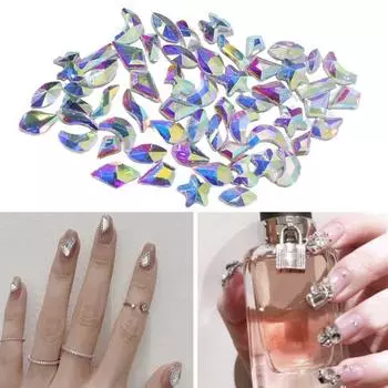 50 шт., стеклянные стразы для ногтей «Аврора», «сделай сам», стразы для дизайна ногтей, стразы с плоским дном, для потрясающего вечернего образа 50pcs разноцветный