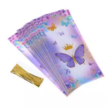 50 шт., сумка для конфет с бабочкой и ленточными завязками, украшение для дня рождения, детский подарок, упаковочная сумка, детский душ, свадебные принадлежности