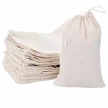 50 шт. Сумка на шнурке, простой хлопковый мешочек, фильтр-мешок, ювелирные аксессуары, упаковка конфет, подарочная сумка для хранения, 10 x 15 см