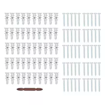 50 шт. сверхпрочных полых металлических анкеров для стен и 50 шт. винтов из цинкового сплава для самосверлящихся анкеров для гипсокартона