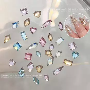 50 шт. сверкающие мини-стеклянные скошенные плоские бриллианты для дизайна ногтей стразы украшения маникюрные украшения 5
