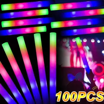 50 шт. светодиодных светящихся палочек оптом красочные RGB светящиеся пенопластовые палочки для Рождества, дня рождения, свадьбы, светящиеся в темноте принадлежности для вечеринок 1PCS разноцветный