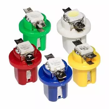 50 шт. T5 5050 1SMD LED B8.5D 509T Индикаторные лампы для приборной панели, боковые лампы( Синий желтый красный зеленый белый по 10 шт. каждого)