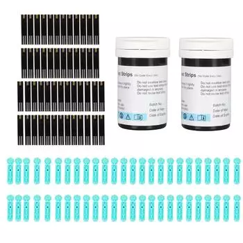 50 шт. тест-полосок для определения уровня глюкозы в крови, 50 шт. одноразовых ланцетов для взятия крови, аксессуаров для глюкометра