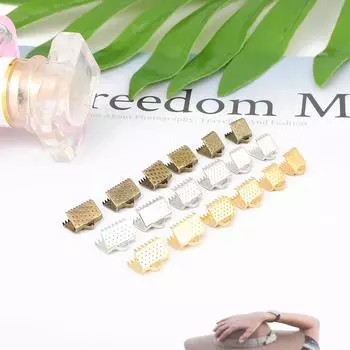 50 шт. текстурированные заглушки для концов, обжимные бусины, шнур, плоская крышка, застежки, зажимы, складные, DIY, ювелирные изделия, ожерелья, соединители, фурнитура, DIY 6mm