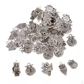 50 шт. тибетский стиль сплава подвески в виде совы винтажные подвески смешанной формы для Хэллоуина ювелирные изделия