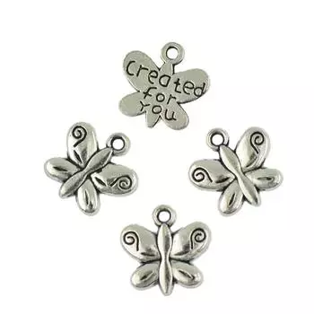50 шт., тибетское серебро, сделай сам, подвески-бабочки, подвески для изготовления ювелирных изделий