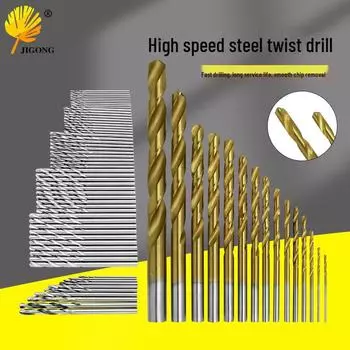 50 шт. титановых спиральных сверл из быстрорежущей стали, прямой и круглый хвостовик, 1,0-3,0 мм