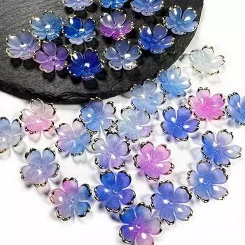 50 шт. торус 19 мм акриловые цветочные бусины лепестки Шарм соединители серьги «сделай сам» для волос 19mm синий