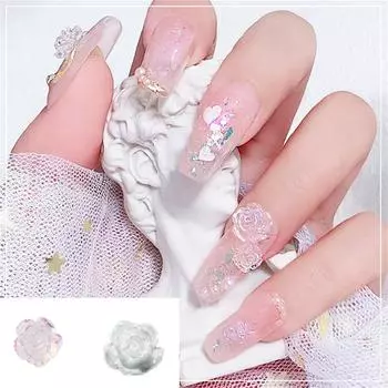 50 шт. Трехмерные розы камелии, популярные аксессуары, прозрачные цветы для ногтей L