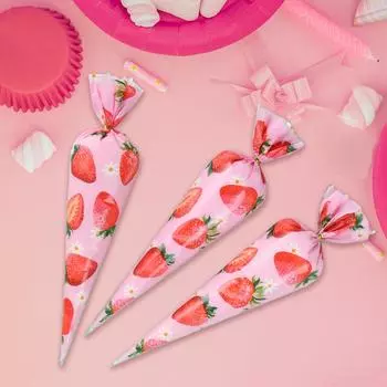 50 шт. Треугольный пакет для конфет, упаковочный пакет для попкорна, клубничные сувениры для вечеринок, подарочная коробка, упаковка подарков на свадьбу, день рождения, вечеринку as shown