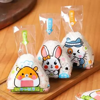 50 шт. Треугольный пакет для упаковки роллов для суши с рисом и овощами, мультяшный узор, пакет для суши, пищевая сумка для разогрева в микроволновой печи one size