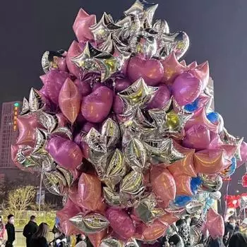 50 шт. Украшение свадебного зала, украшение на день рождения, воздушный шар из алюминиевой фольги в форме пентаграммы в форме сердца 10 inch four-pointed star gold