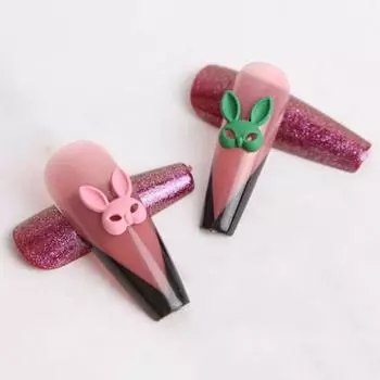 50 шт. украшения для ногтей из сплава потрясающий визуальный эффект стильное красочное украшение в виде кролика дизайн маникюра своими руками циан