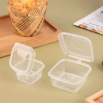 50 шт./упак. квадратная чашка для соуса с крышкой, прозрачные мини-пластиковые чашки для соуса 25ML