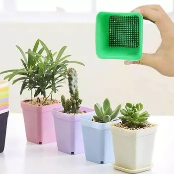 50 шт./упак. квадратный коврик для почвы с сеткой для отверстий в цветочном горшке, коврик для бонсай-бассейна