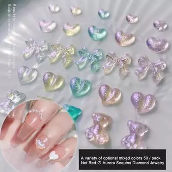 50 шт./упак. украшения для ногтей, украшения для дизайна ногтей, различные стили, нежные 3D-маникюрные украшения для творчества 3