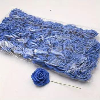 50 шт./упаковка Белая ПЭ роза искусственная головка цветка со стеблем DIY букет свадебное украшение принадлежности для скрапбукинга