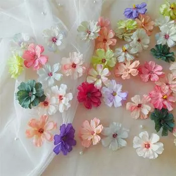 50 шт./упаковка Искусственный цветок Маленькая головка цветка Заколка для волос Цветок Поддельный цветок Головка цветка Маленькая головка цветка ромашки Французская маленькая головка цветка ромашки Травяная шляпа