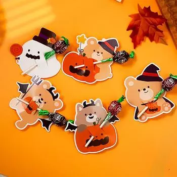 50 шт., упаковка конфет на Хэллоуин, креативные открытки-держатели для леденцов в виде тыквы-призрака, детские подарочные принадлежности для вечеринки на Хэллоуин