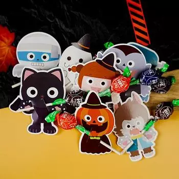 50 шт., упаковка конфет на Хэллоуин, открытки, симпатичные призрачные тыквы, держатели для леденцов, открытки, детские подарки, товары для украшения на Хэллоуин своими руками