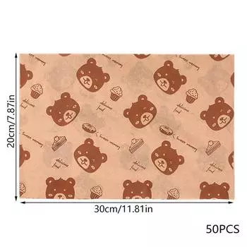 50 шт. упаковочная бумага для сэндвичей с мультяшным покрытием одноразовая бытовая жиронепроницаемая куриная булочка завтрак выпечка кухонный инструмент 20x30cm