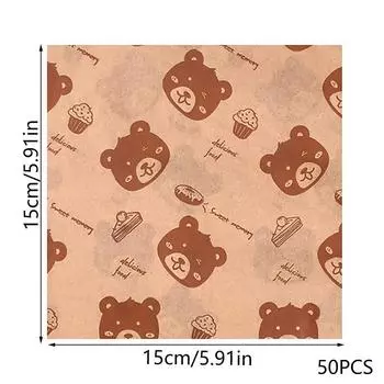 50 шт. упаковочная бумага для сэндвичей с мультяшным покрытием одноразовая бытовая жиронепроницаемая куриная булочка завтрак выпечка кухонный инструмент 15x15cm