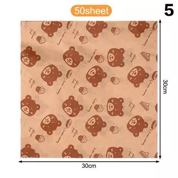 50 шт. упаковочная бумага для сэндвичей с мультяшным покрытием одноразовая бытовая жиронепроницаемая куриная булочка завтрак выпечка кухонный инструмент