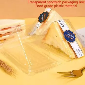 50 шт. упаковочная коробка треугольный держатель для сэндвичей контейнер для торта пищевые контейнеры ломтики пластиковый обед выпечка чизкейк пирог упаковочная коробка 1