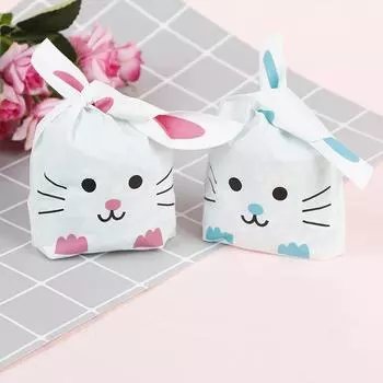 50 шт. Упаковочные пакеты для конфет, милые подарочные пакеты с длинными кроличьими ушками, пасхальные подарки, конфетные подарки, пластиковые подарки для вечеринок other синий